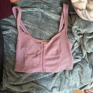 Urban Outfitters Women's Pink and Purple Crop-top
